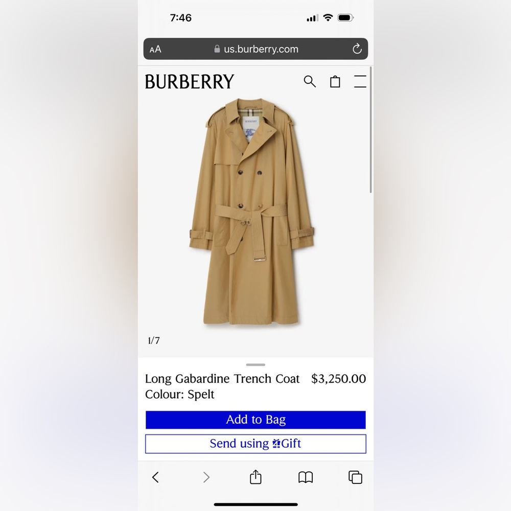 Vintage Burberry Gabardine Trench Coat, size M (40-42 US)